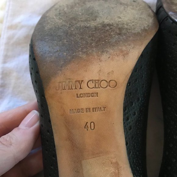 Jimmy Choo Black Peep Toe Buckle Pumps sz 40 - Picture 5 of 7